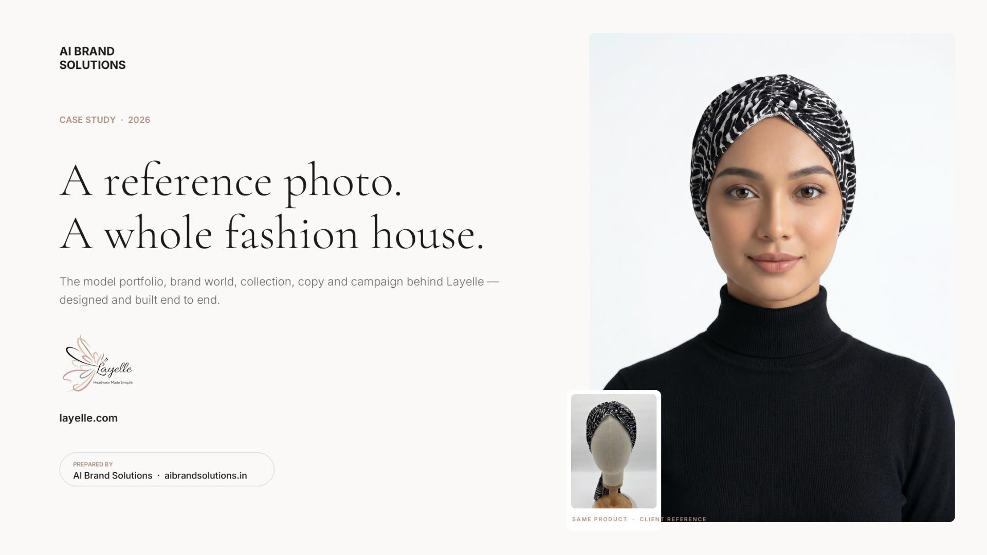 Layelle — a whole fashion house built from reference photos, made exclusively on Product Studio by AI Brand Solutions