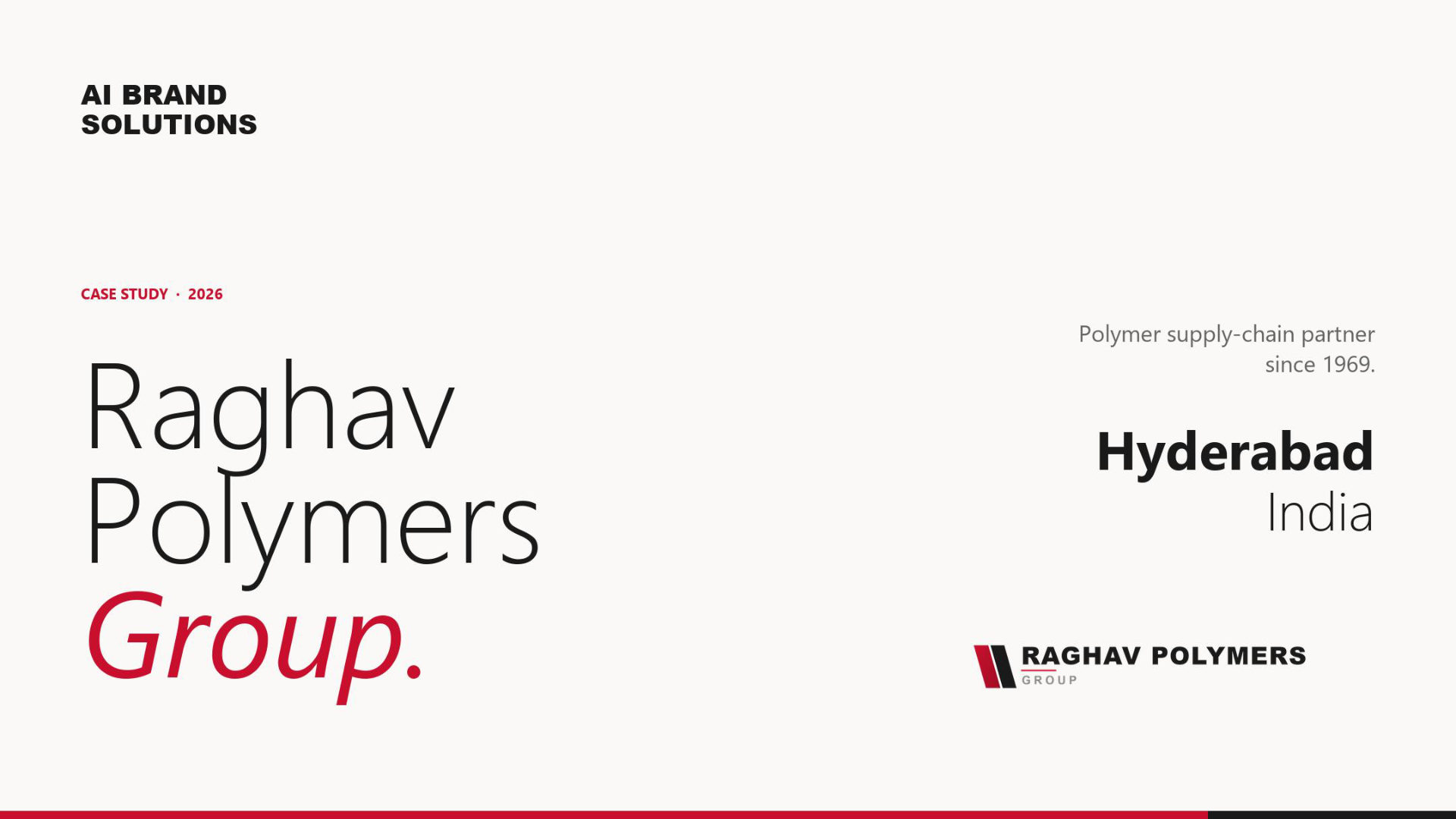 Raghav Polymers Group — 38-page website and identity system for a Hyderabad polymer group founded 1969, by AI Brand Solutions